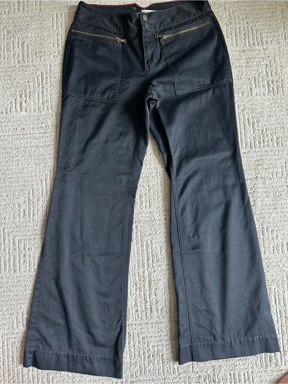 Vintage Y2K Tommy Hilfiger Black Flare Wide-Leg Low Rise Jeans - Picture 5 of 15